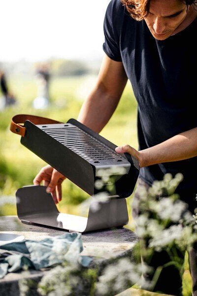Table grill UNA, grey, charcoal, L43xW16xH9cm, 2 grill heights