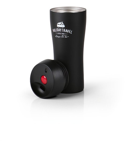 Thermo coffee cup HOLIDAY TRAVEL 400ml, black, stainless steel