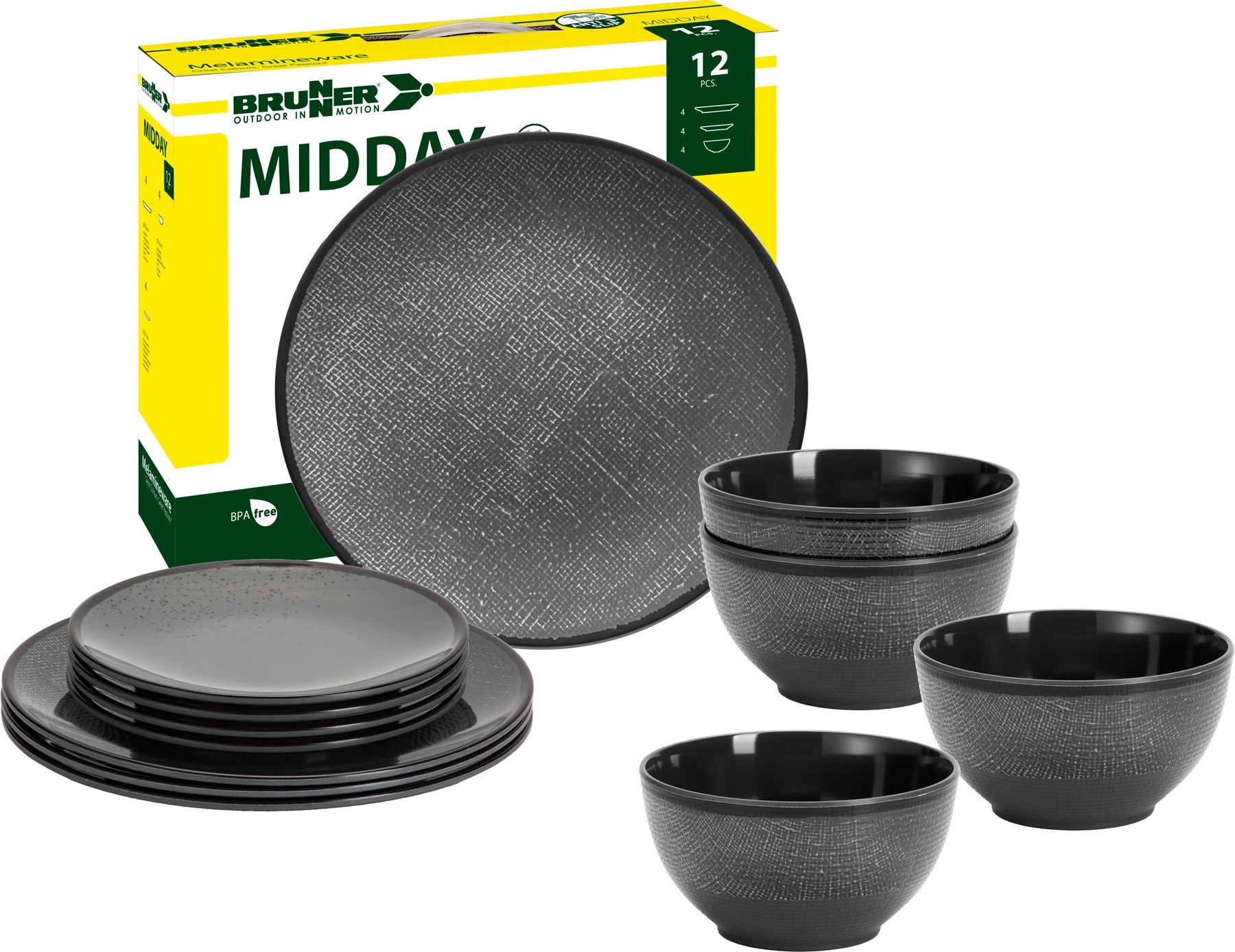 Nõudekomplekt Cottery, Midday, 4-le, 12 osa, BPA-vaba, AntiSlip