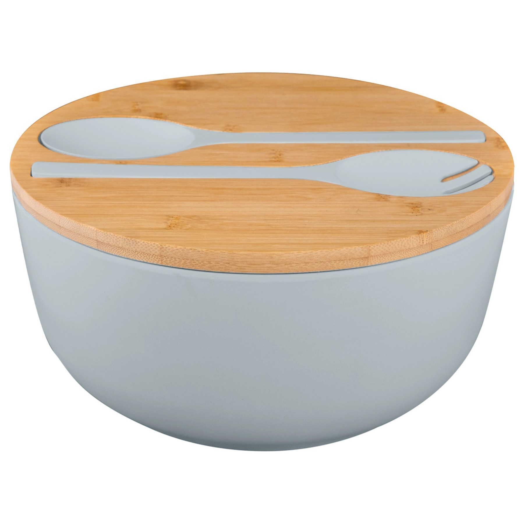 Salatikauss koos lusikatega, Ø25 cm, hall, BPA-vaba, AntiSlip