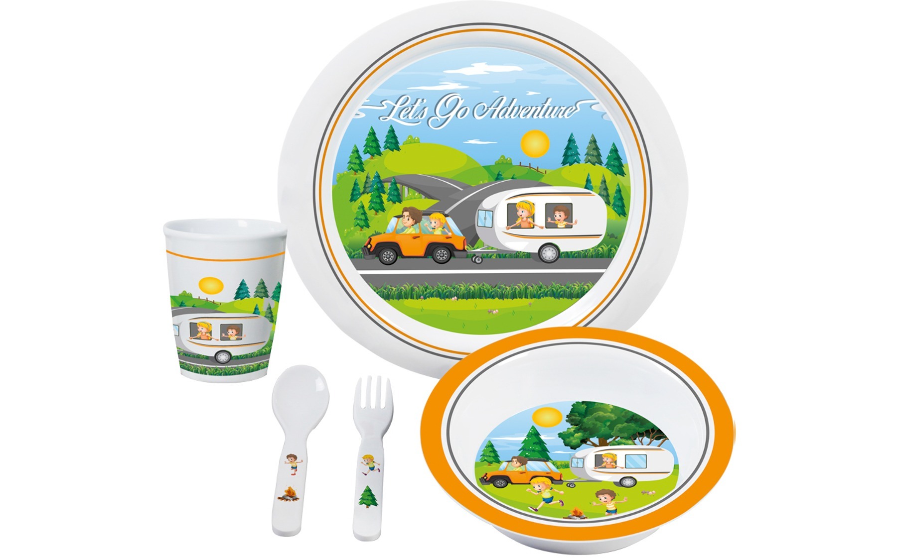 Nõudekomplekt Let's Go Adventure, lastele, al. 3 + aastat, BPA-vaba, AntiSlip