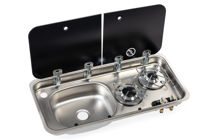sink cooker combination campervan 716x150mm, sink on the right,2-piece cover