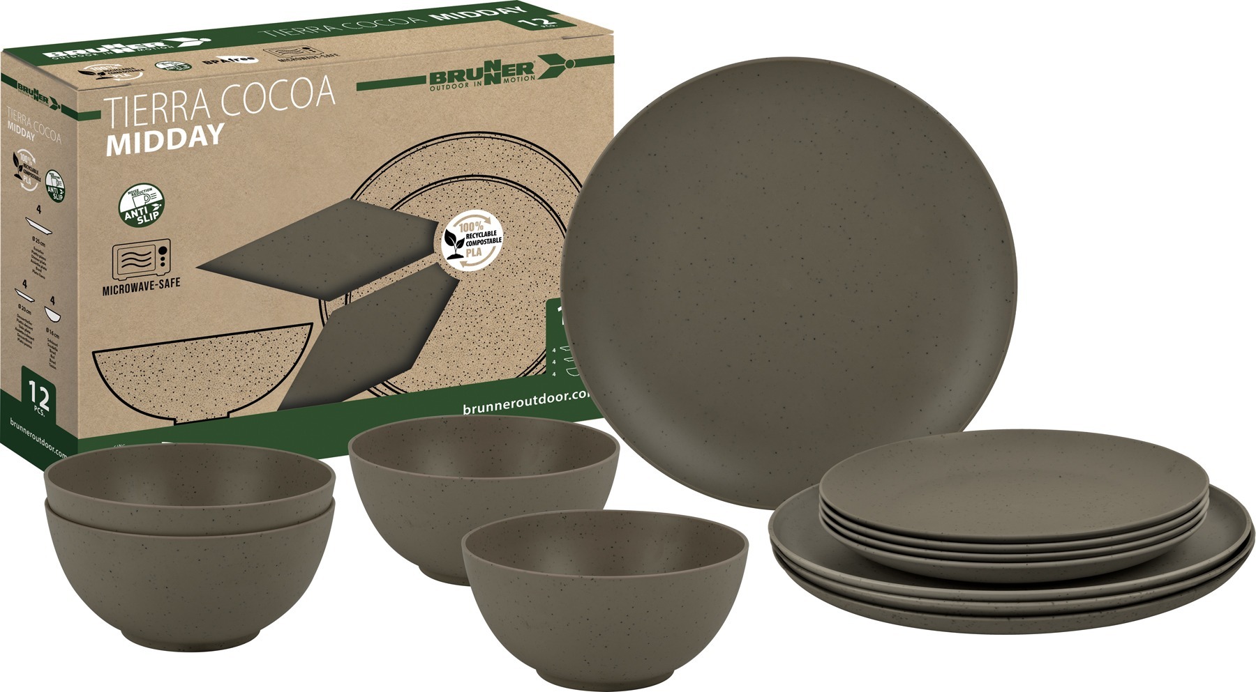 Nõudekomplekt  Tierra Cocoa, Midday, 4-le, 12 osa, BPA-vaba, AntiSlip
